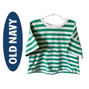 Loose Striped Cropped T-Shirt for Girls, size 10-12